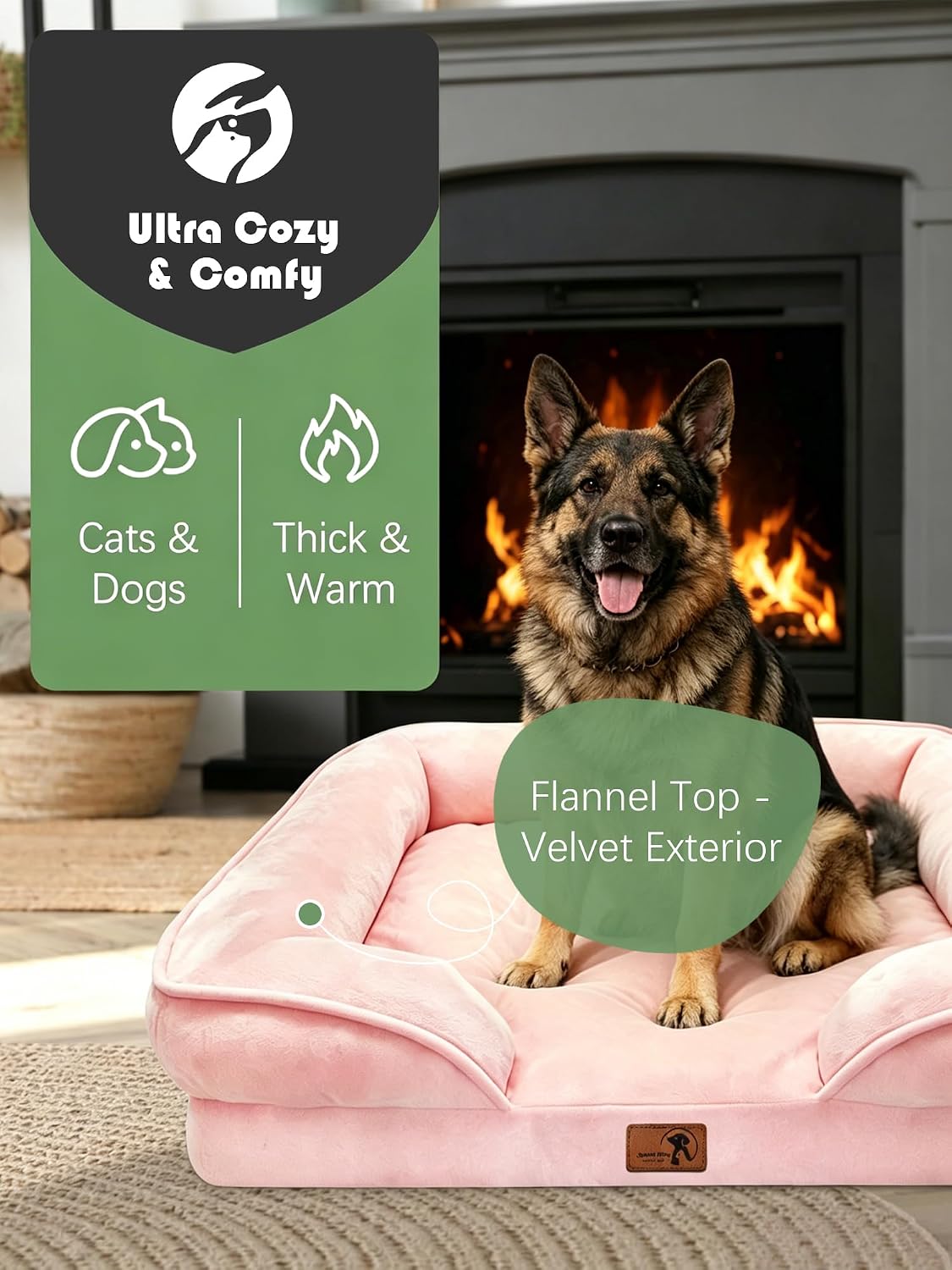 Orthopedic Dog Bed with Sides - Dog Sofa Beds for Medium Dogs, Supportive Foam Pet Couch Bed with Washable Removable Cover, Waterproof Lining and Non-Slip Bottom, Grey - M