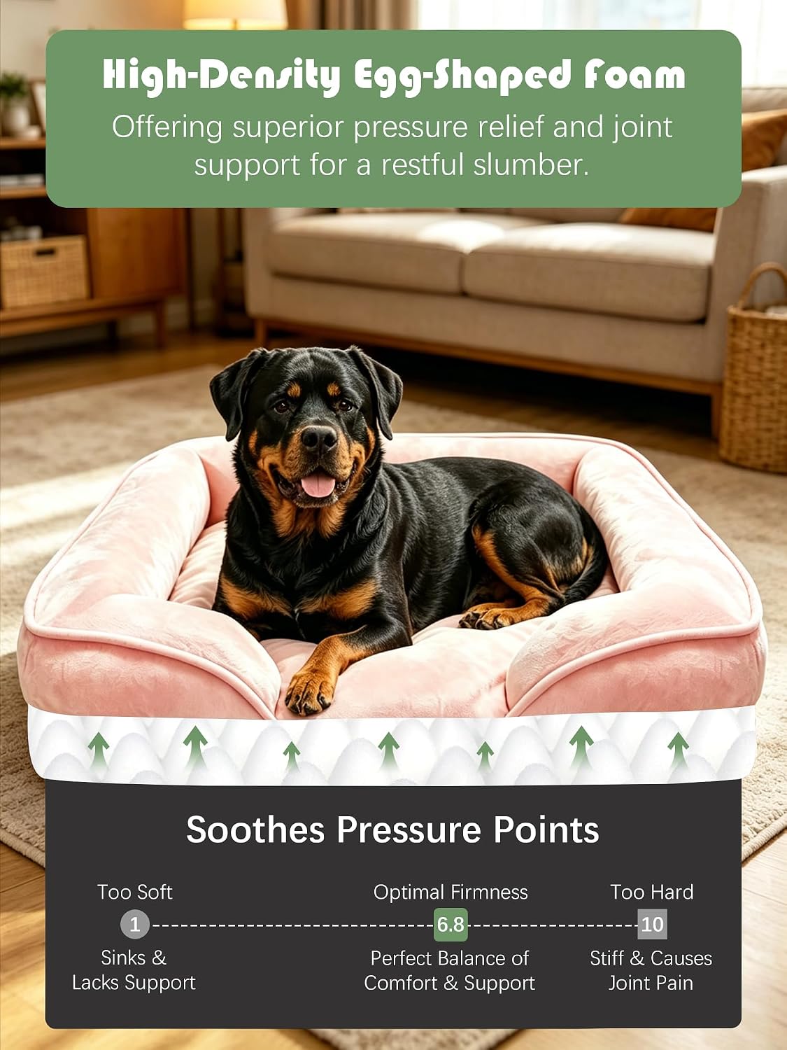 Orthopedic Dog Bed with Sides - Dog Sofa Beds for Medium Dogs, Supportive Foam Pet Couch Bed with Washable Removable Cover, Waterproof Lining and Non-Slip Bottom, Grey - M