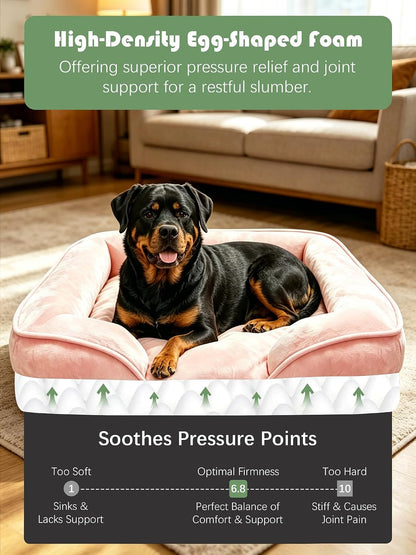 Orthopedic Dog Bed with Sides - Dog Sofa Beds for Medium Dogs, Supportive Foam Pet Couch Bed with Washable Removable Cover, Waterproof Lining and Non-Slip Bottom, Grey - M