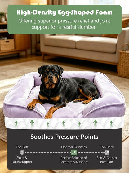 Orthopedic Dog Bed with Sides - Dog Sofa Beds for Medium Dogs, Supportive Foam Pet Couch Bed with Washable Removable Cover, Waterproof Lining and Non-Slip Bottom, Grey - M