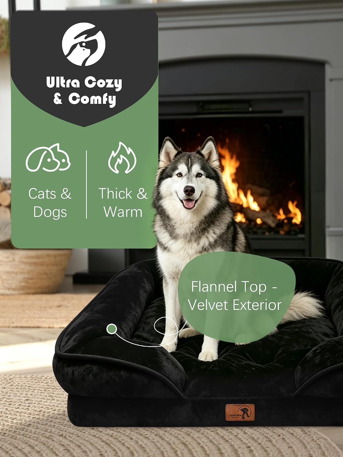 Orthopedic Dog Bed with Sides - Dog Sofa Beds for Medium Dogs, Supportive Foam Pet Couch Bed with Washable Removable Cover, Waterproof Lining and Non-Slip Bottom, Grey - M