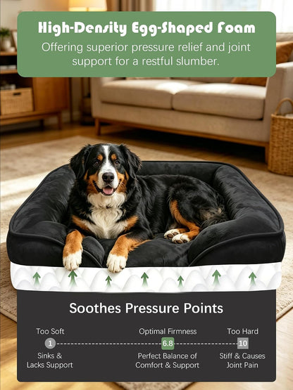 Orthopedic Dog Bed with Sides - Dog Sofa Beds for Medium Dogs, Supportive Foam Pet Couch Bed with Washable Removable Cover, Waterproof Lining and Non-Slip Bottom, Grey - M