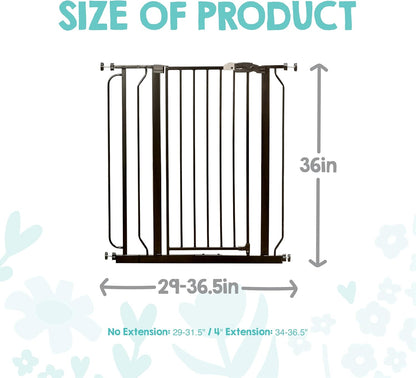 Safety 29"-49" Extra Wide Baby Gate, Bottom of Stairs & Doorways | Pressure Mounted with Door, For Babies, Toddlers & Pets, Platinum, Tested & Trusted for 30 Years