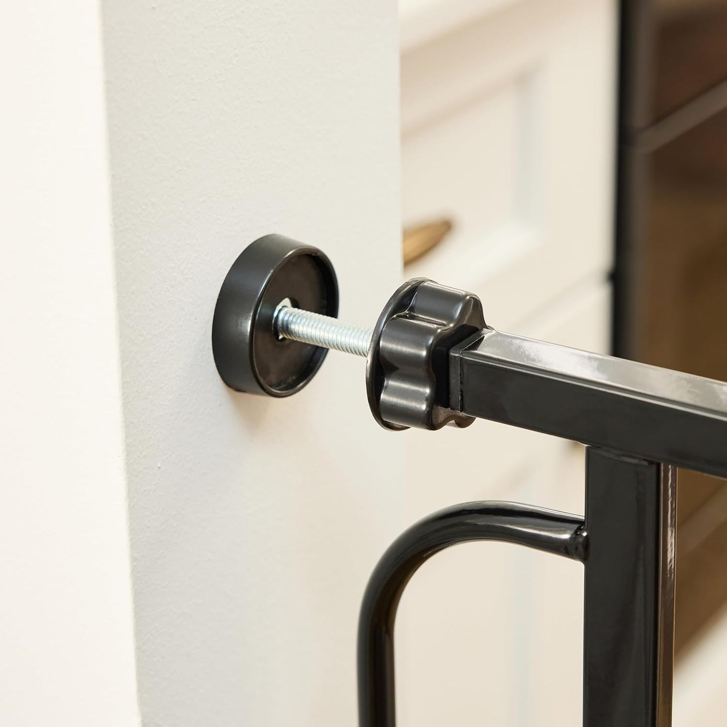 Safety 29"-49" Extra Wide Baby Gate, Bottom of Stairs & Doorways | Pressure Mounted with Door, For Babies, Toddlers & Pets, Platinum, Tested & Trusted for 30 Years