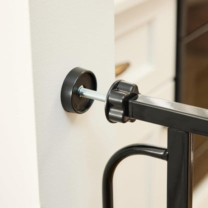 Safety 29"-49" Extra Wide Baby Gate, Bottom of Stairs & Doorways | Pressure Mounted with Door, For Babies, Toddlers & Pets, Platinum, Tested & Trusted for 30 Years