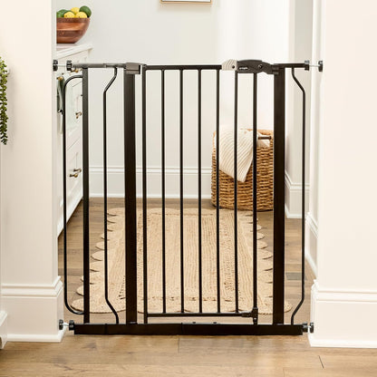 Safety 29"-49" Extra Wide Baby Gate, Bottom of Stairs & Doorways | Pressure Mounted with Door, For Babies, Toddlers & Pets, Platinum, Tested & Trusted for 30 Years