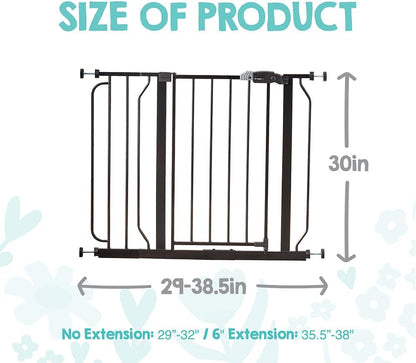 Safety 29"-49" Extra Wide Baby Gate, Bottom of Stairs & Doorways | Pressure Mounted with Door, For Babies, Toddlers & Pets, Platinum, Tested & Trusted for 30 Years