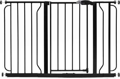 Safety 29"-49" Extra Wide Baby Gate, Bottom of Stairs & Doorways | Pressure Mounted with Door, For Babies, Toddlers & Pets, Platinum, Tested & Trusted for 30 Years