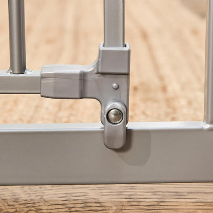 Safety 29"-49" Extra Wide Baby Gate, Bottom of Stairs & Doorways | Pressure Mounted with Door, For Babies, Toddlers & Pets, Platinum, Tested & Trusted for 30 Years