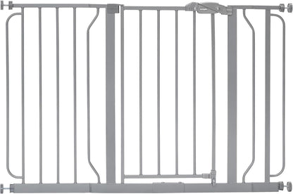 Safety 29"-49" Extra Wide Baby Gate, Bottom of Stairs & Doorways | Pressure Mounted with Door, For Babies, Toddlers & Pets, Platinum, Tested & Trusted for 30 Years