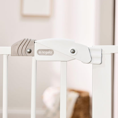 Safety 29"-49" Extra Wide Baby Gate, Bottom of Stairs & Doorways | Pressure Mounted with Door, For Babies, Toddlers & Pets, Platinum, Tested & Trusted for 30 Years