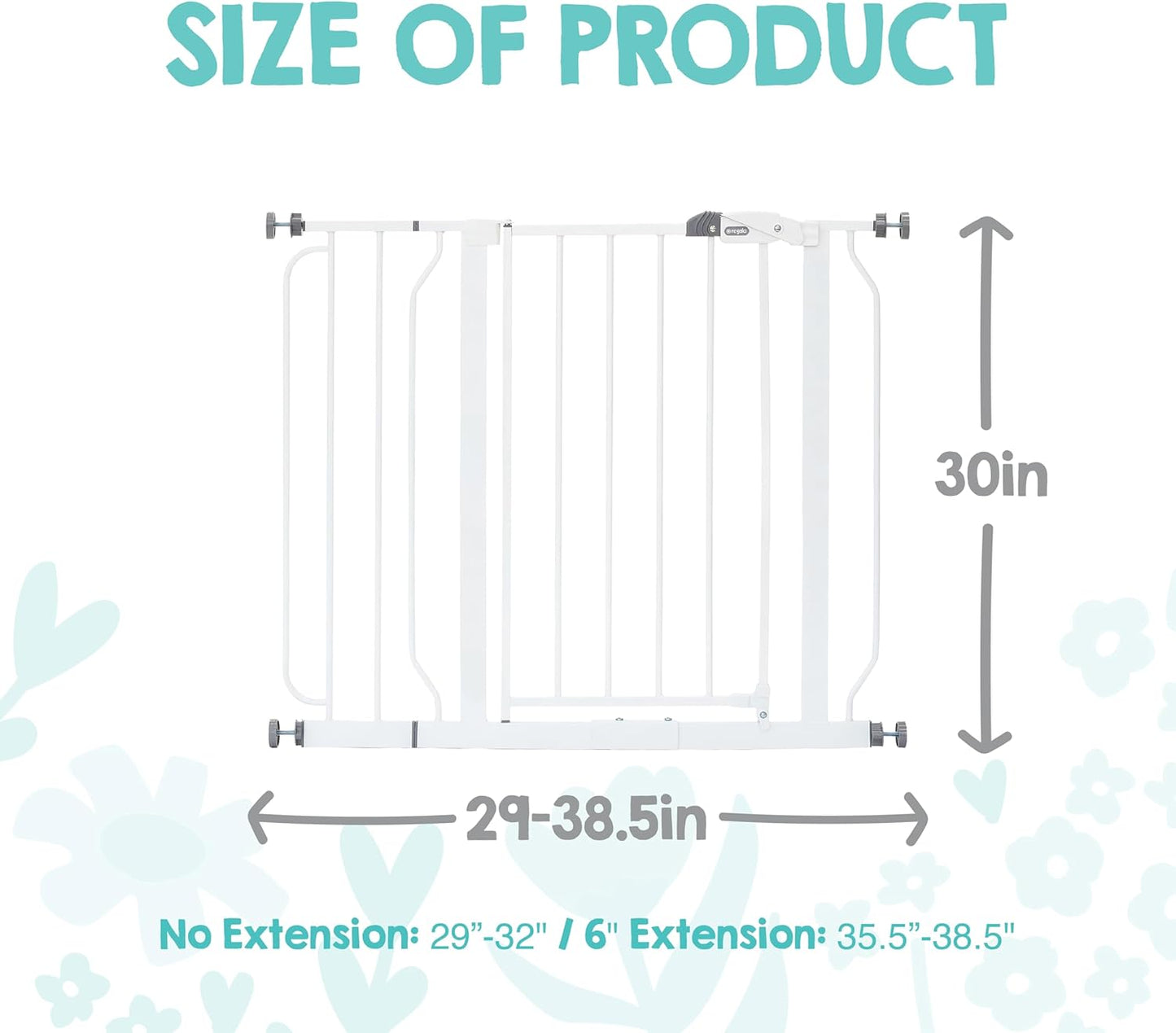 Safety 29"-49" Extra Wide Baby Gate, Bottom of Stairs & Doorways | Pressure Mounted with Door, For Babies, Toddlers & Pets, Platinum, Tested & Trusted for 30 Years