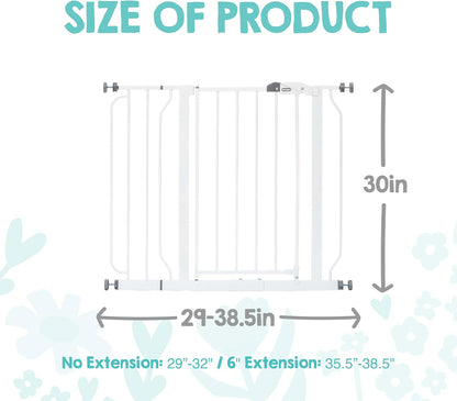 Safety 29"-49" Extra Wide Baby Gate, Bottom of Stairs & Doorways | Pressure Mounted with Door, For Babies, Toddlers & Pets, Platinum, Tested & Trusted for 30 Years