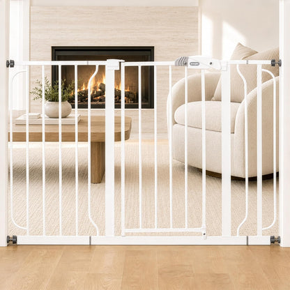 Safety 29"-49" Extra Wide Baby Gate, Bottom of Stairs & Doorways | Pressure Mounted with Door, For Babies, Toddlers & Pets, Platinum, Tested & Trusted for 30 Years