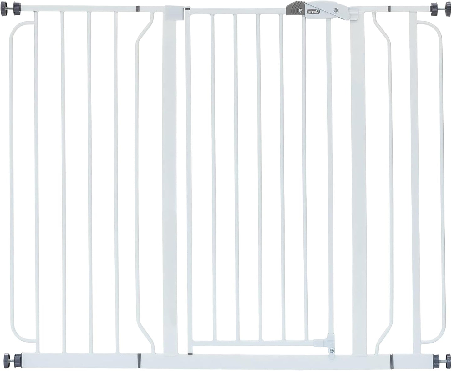 Safety 29"-49" Extra Wide Baby Gate, Bottom of Stairs & Doorways | Pressure Mounted with Door, For Babies, Toddlers & Pets, Platinum, Tested & Trusted for 30 Years