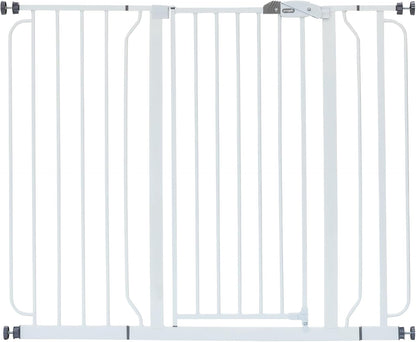 Safety 29"-49" Extra Wide Baby Gate, Bottom of Stairs & Doorways | Pressure Mounted with Door, For Babies, Toddlers & Pets, Platinum, Tested & Trusted for 30 Years