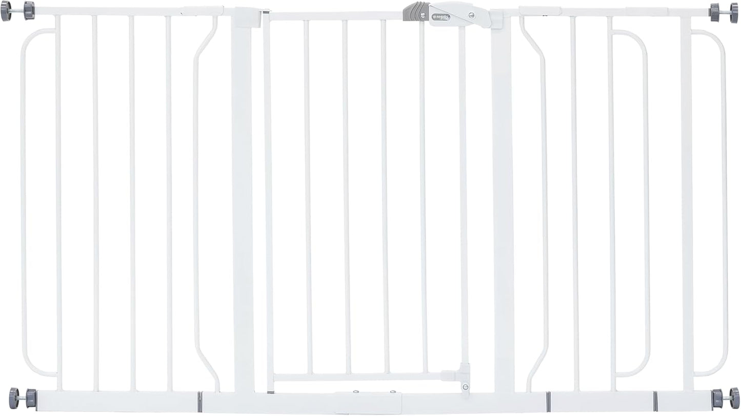 Safety 29"-49" Extra Wide Baby Gate, Bottom of Stairs & Doorways | Pressure Mounted with Door, For Babies, Toddlers & Pets, Platinum, Tested & Trusted for 30 Years