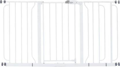 Safety 29"-49" Extra Wide Baby Gate, Bottom of Stairs & Doorways | Pressure Mounted with Door, For Babies, Toddlers & Pets, Platinum, Tested & Trusted for 30 Years