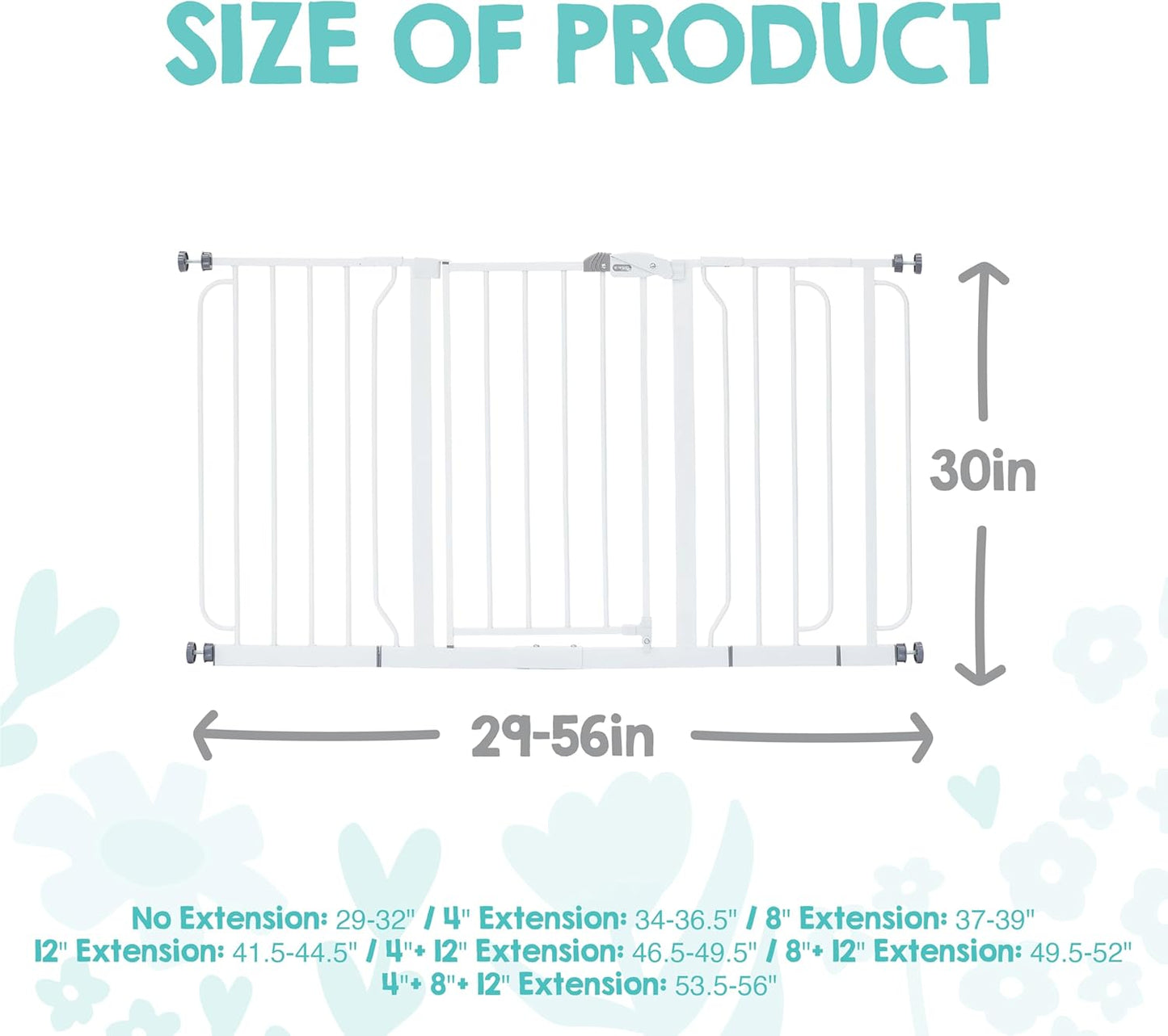 Safety 29"-49" Extra Wide Baby Gate, Bottom of Stairs & Doorways | Pressure Mounted with Door, For Babies, Toddlers & Pets, Platinum, Tested & Trusted for 30 Years