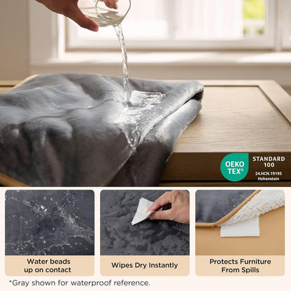 Waterproof Dog Blankets for Small Dogs Soft Cat Blanket Warm,25X35 | Washable Plush Sherpa Fleece Puppy Blanket for Couch Protector, Reversible Cozy Calming Throw for Pet Indoor,Grey