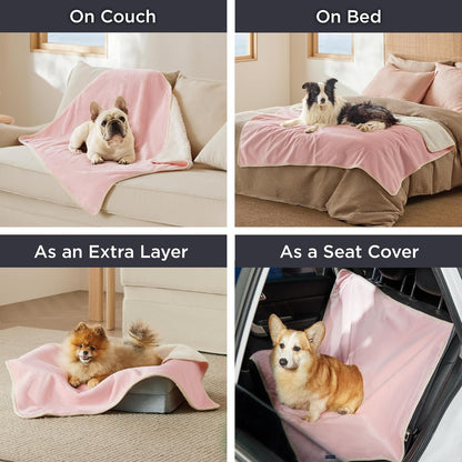Waterproof Dog Blankets for Small Dogs Soft Cat Blanket Warm,25X35 | Washable Plush Sherpa Fleece Puppy Blanket for Couch Protector, Reversible Cozy Calming Throw for Pet Indoor,Grey