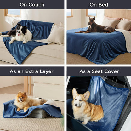 Waterproof Dog Blankets for Small Dogs Soft Cat Blanket Warm,25X35 | Washable Plush Sherpa Fleece Puppy Blanket for Couch Protector, Reversible Cozy Calming Throw for Pet Indoor,Grey