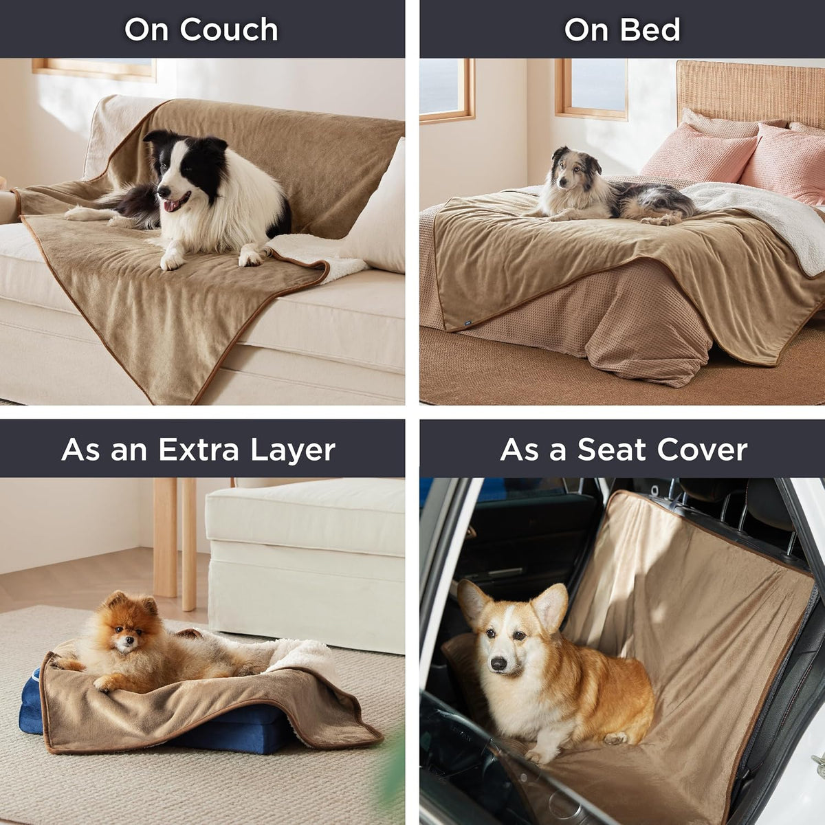 Waterproof Dog Blankets for Small Dogs Soft Cat Blanket Warm,25X35 | Washable Plush Sherpa Fleece Puppy Blanket for Couch Protector, Reversible Cozy Calming Throw for Pet Indoor,Grey