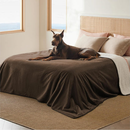 Waterproof Dog Blankets for Small Dogs Soft Cat Blanket Warm,25X35 | Washable Plush Sherpa Fleece Puppy Blanket for Couch Protector, Reversible Cozy Calming Throw for Pet Indoor,Grey