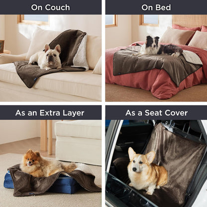 Waterproof Dog Blankets for Small Dogs Soft Cat Blanket Warm,25X35 | Washable Plush Sherpa Fleece Puppy Blanket for Couch Protector, Reversible Cozy Calming Throw for Pet Indoor,Grey