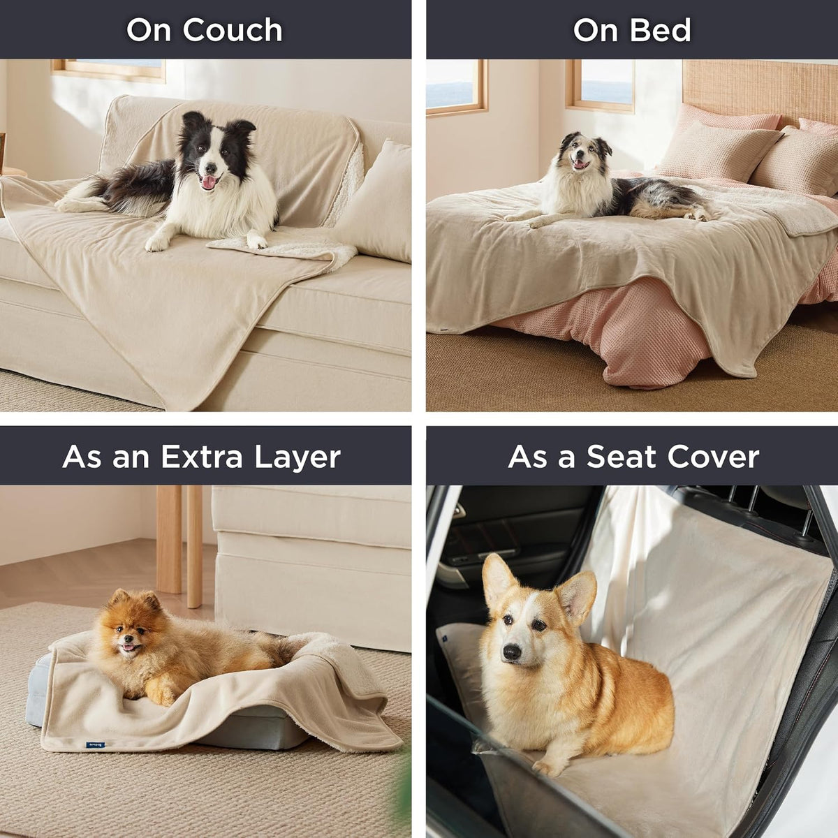 Waterproof Dog Blankets for Small Dogs Soft Cat Blanket Warm,25X35 | Washable Plush Sherpa Fleece Puppy Blanket for Couch Protector, Reversible Cozy Calming Throw for Pet Indoor,Grey