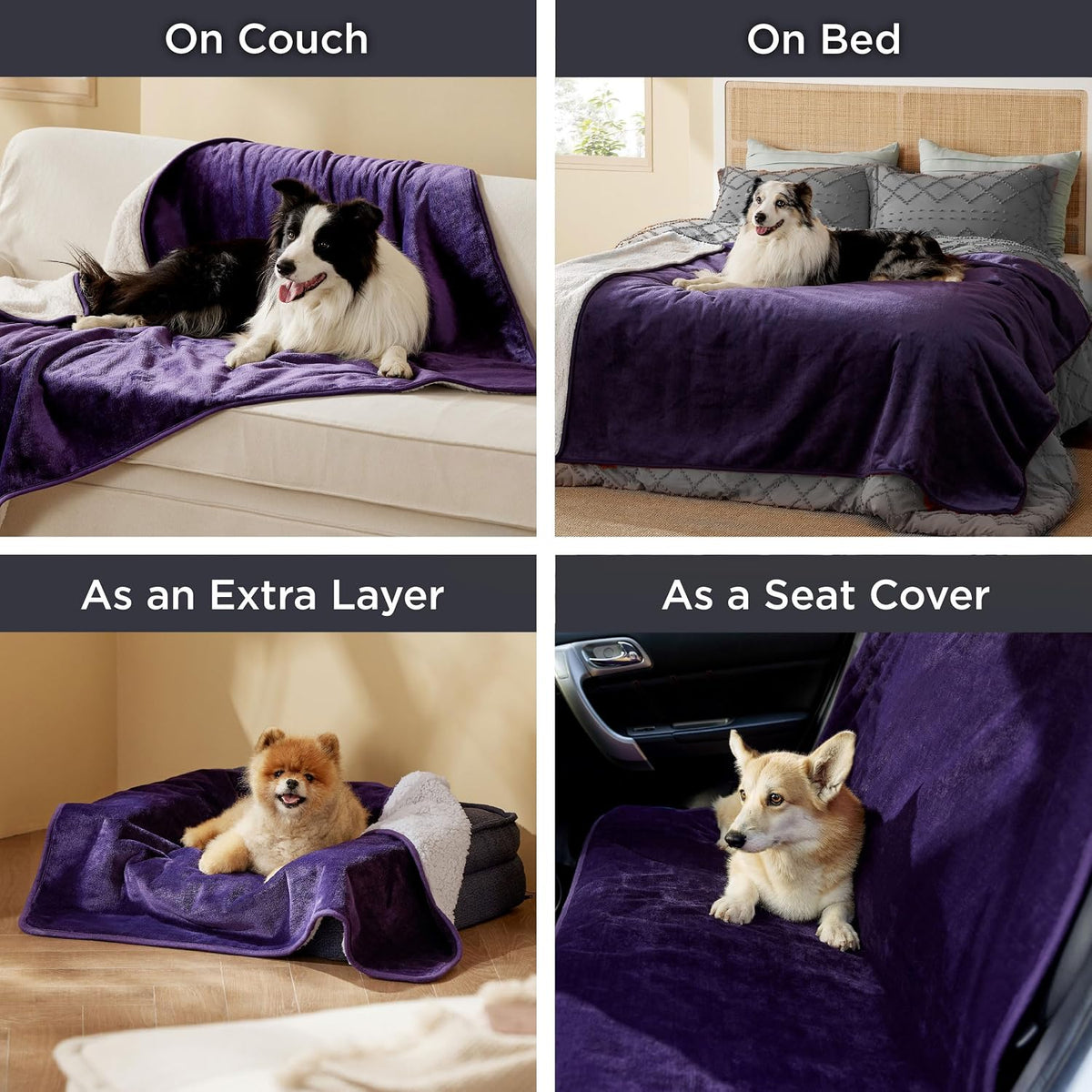 Waterproof Dog Blankets for Small Dogs Soft Cat Blanket Warm,25X35 | Washable Plush Sherpa Fleece Puppy Blanket for Couch Protector, Reversible Cozy Calming Throw for Pet Indoor,Grey