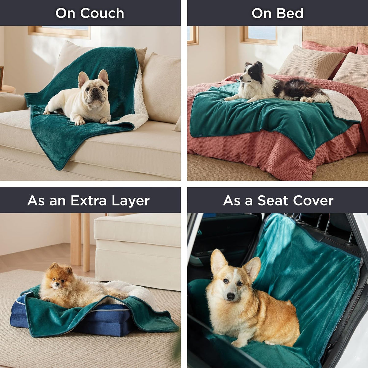 Waterproof Dog Blankets for Small Dogs Soft Cat Blanket Warm,25X35 | Washable Plush Sherpa Fleece Puppy Blanket for Couch Protector, Reversible Cozy Calming Throw for Pet Indoor,Grey