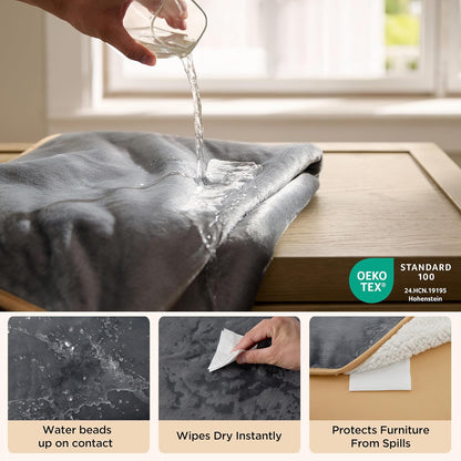 Waterproof Dog Blankets for Small Dogs Soft Cat Blanket Warm,25X35 | Washable Plush Sherpa Fleece Puppy Blanket for Couch Protector, Reversible Cozy Calming Throw for Pet Indoor,Grey