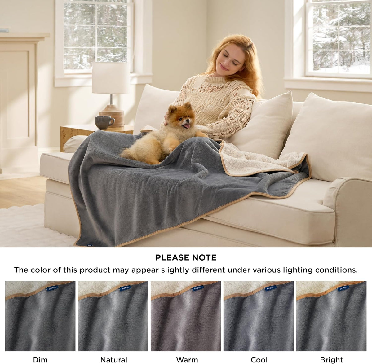 Waterproof Dog Blankets for Small Dogs Soft Cat Blanket Warm,25X35 | Washable Plush Sherpa Fleece Puppy Blanket for Couch Protector, Reversible Cozy Calming Throw for Pet Indoor,Grey