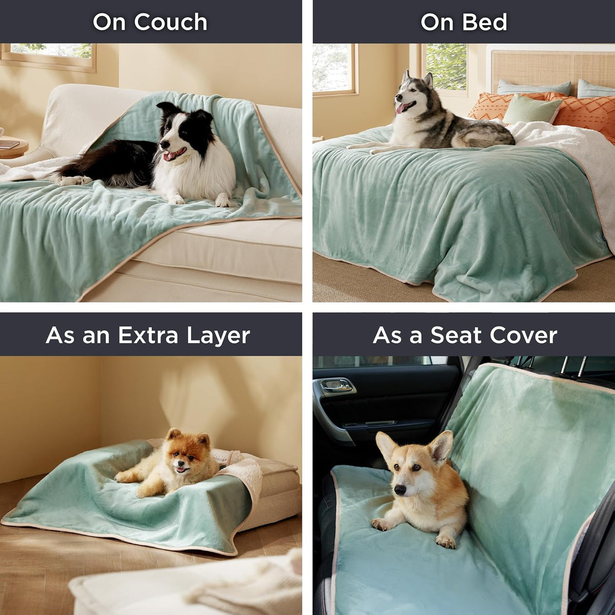 Waterproof Dog Blankets for Small Dogs Soft Cat Blanket Warm,25X35 | Washable Plush Sherpa Fleece Puppy Blanket for Couch Protector, Reversible Cozy Calming Throw for Pet Indoor,Grey