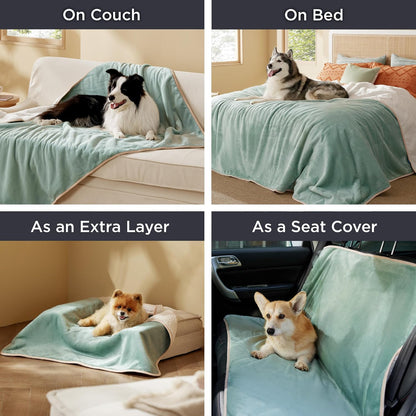 Waterproof Dog Blankets for Small Dogs Soft Cat Blanket Warm,25X35 | Washable Plush Sherpa Fleece Puppy Blanket for Couch Protector, Reversible Cozy Calming Throw for Pet Indoor,Grey