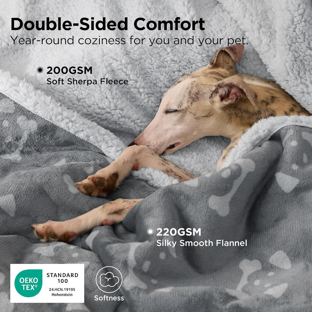 Waterproof Dog Blankets for Small Dogs Soft Cat Blanket Warm,25X35 | Washable Plush Sherpa Fleece Puppy Blanket for Couch Protector, Reversible Cozy Calming Throw for Pet Indoor,Grey