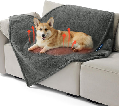 Waterproof Dog Blankets for Small Dogs Soft Cat Blanket Warm,25X35 | Washable Plush Sherpa Fleece Puppy Blanket for Couch Protector, Reversible Cozy Calming Throw for Pet Indoor,Grey