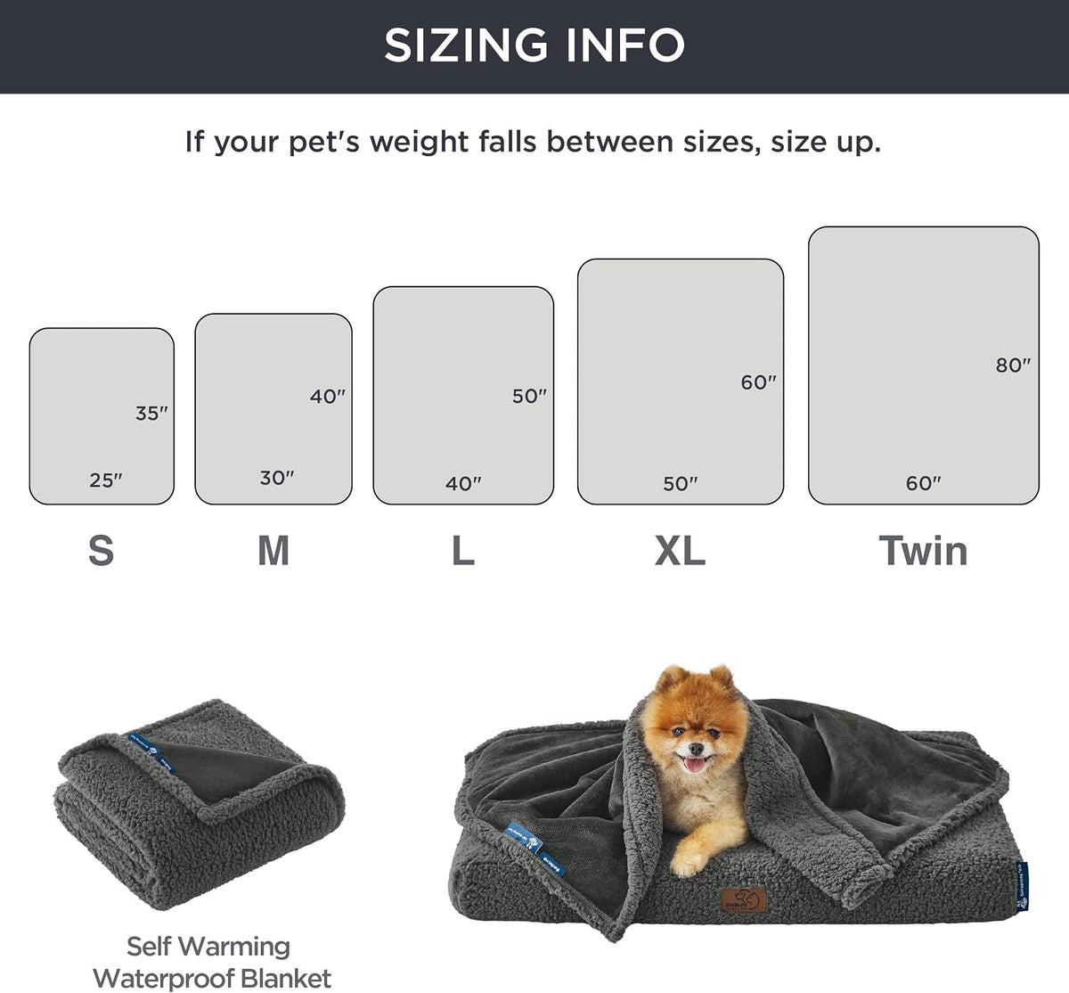 Waterproof Dog Blankets for Small Dogs Soft Cat Blanket Warm,25X35 | Washable Plush Sherpa Fleece Puppy Blanket for Couch Protector, Reversible Cozy Calming Throw for Pet Indoor,Grey
