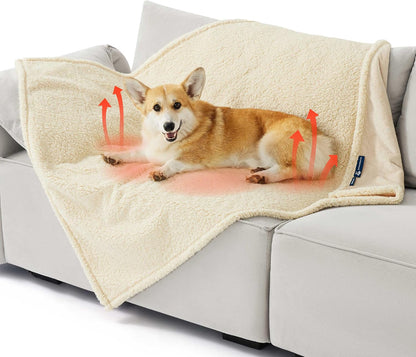 Waterproof Dog Blankets for Small Dogs Soft Cat Blanket Warm,25X35 | Washable Plush Sherpa Fleece Puppy Blanket for Couch Protector, Reversible Cozy Calming Throw for Pet Indoor,Grey