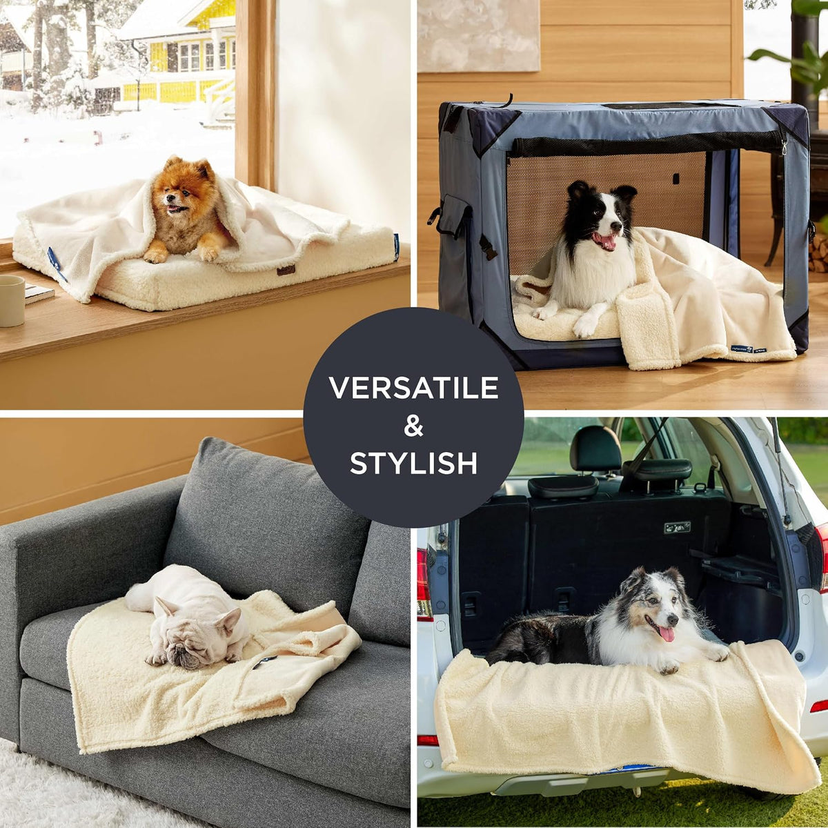 Waterproof Dog Blankets for Small Dogs Soft Cat Blanket Warm,25X35 | Washable Plush Sherpa Fleece Puppy Blanket for Couch Protector, Reversible Cozy Calming Throw for Pet Indoor,Grey