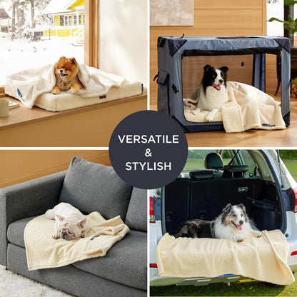 Waterproof Dog Blankets for Small Dogs Soft Cat Blanket Warm,25X35 | Washable Plush Sherpa Fleece Puppy Blanket for Couch Protector, Reversible Cozy Calming Throw for Pet Indoor,Grey