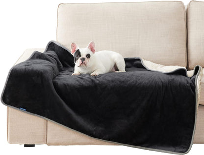 Waterproof Dog Blankets for Small Dogs Soft Cat Blanket Warm,25X35 | Washable Plush Sherpa Fleece Puppy Blanket for Couch Protector, Reversible Cozy Calming Throw for Pet Indoor,Grey
