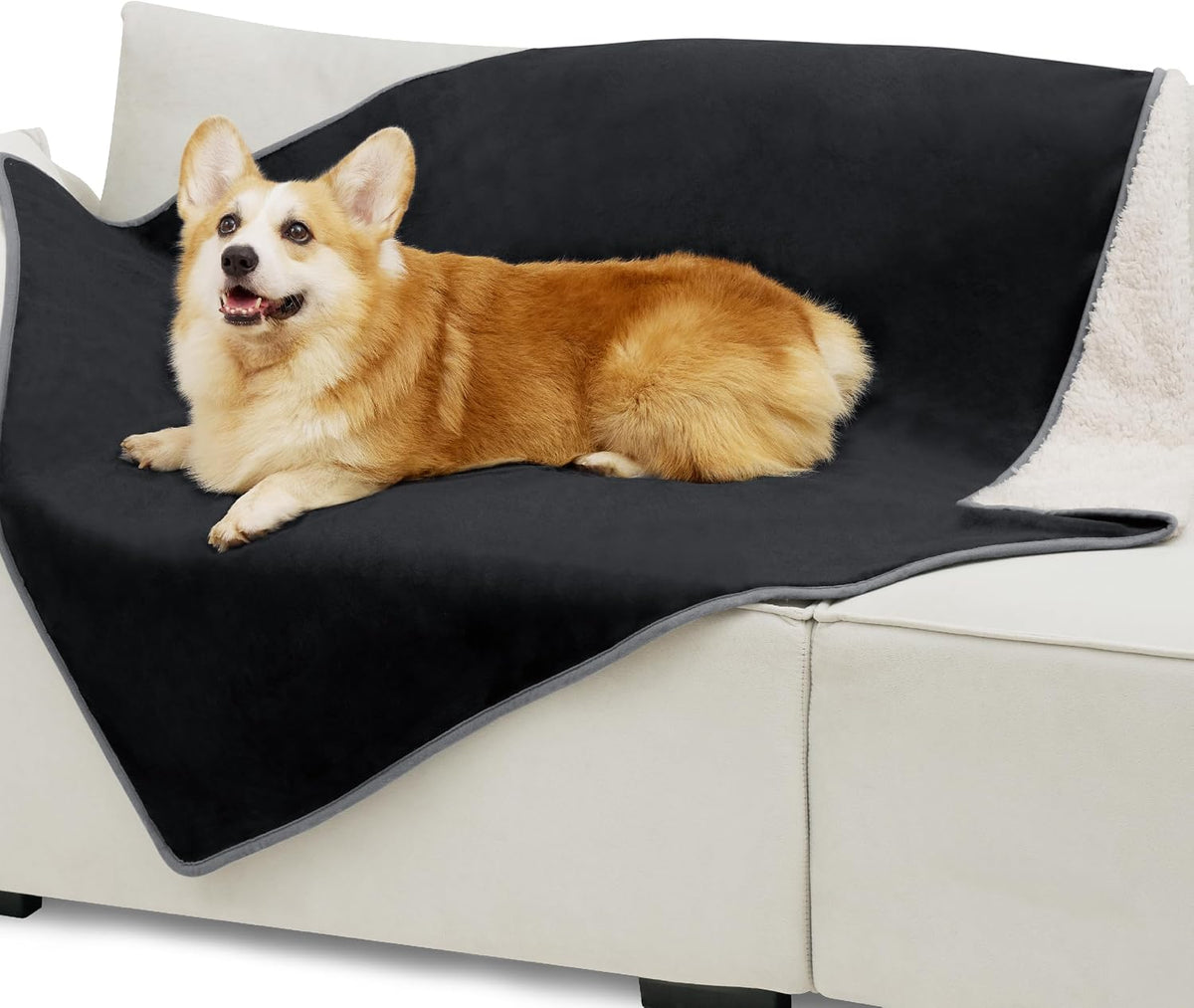 Waterproof Dog Blankets for Small Dogs Soft Cat Blanket Warm,25X35 | Washable Plush Sherpa Fleece Puppy Blanket for Couch Protector, Reversible Cozy Calming Throw for Pet Indoor,Grey