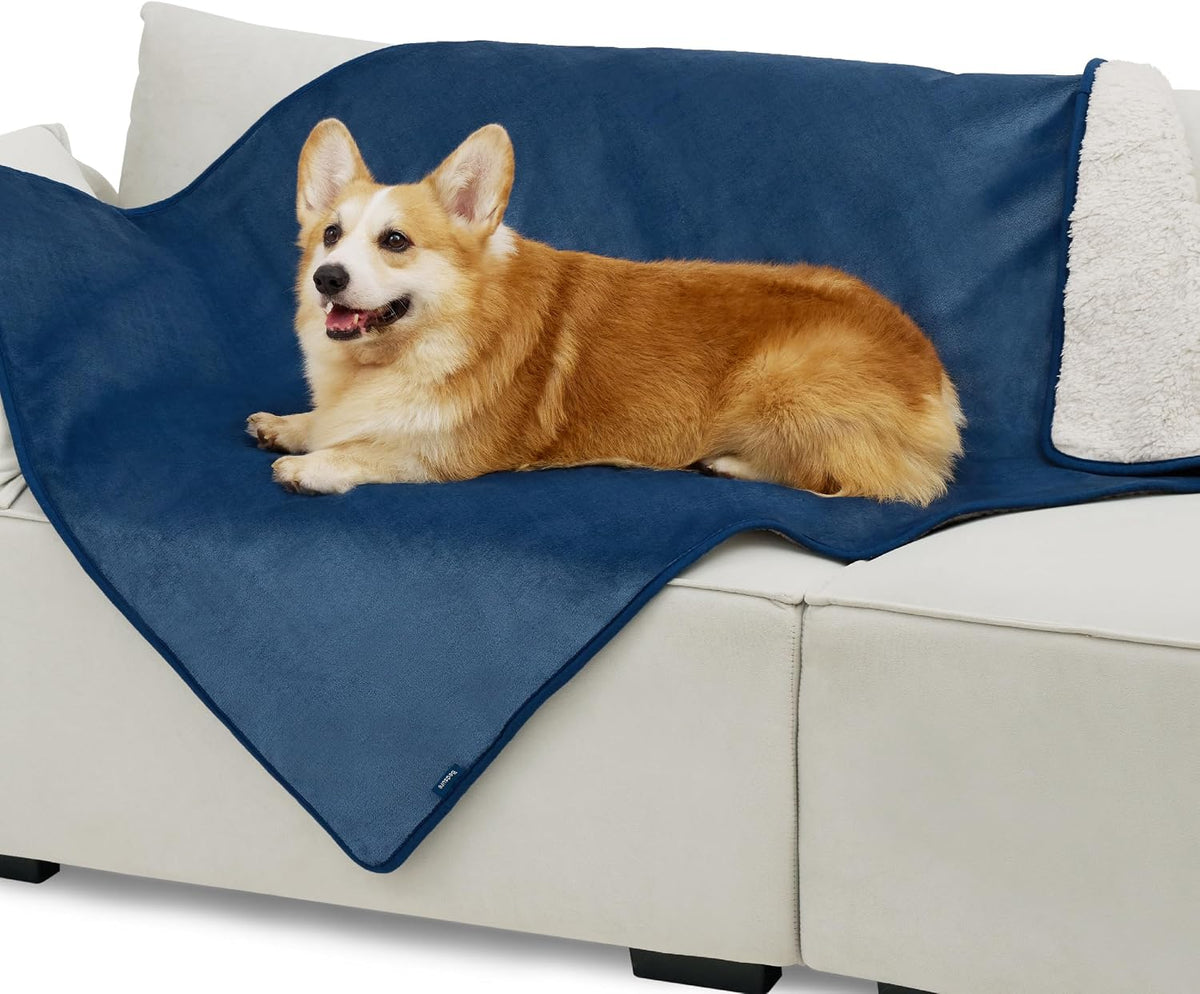 Waterproof Dog Blankets for Small Dogs Soft Cat Blanket Warm,25X35 | Washable Plush Sherpa Fleece Puppy Blanket for Couch Protector, Reversible Cozy Calming Throw for Pet Indoor,Grey
