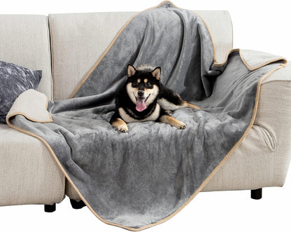 Waterproof Dog Blankets for Small Dogs Soft Cat Blanket Warm,25X35 | Washable Plush Sherpa Fleece Puppy Blanket for Couch Protector, Reversible Cozy Calming Throw for Pet Indoor,Grey