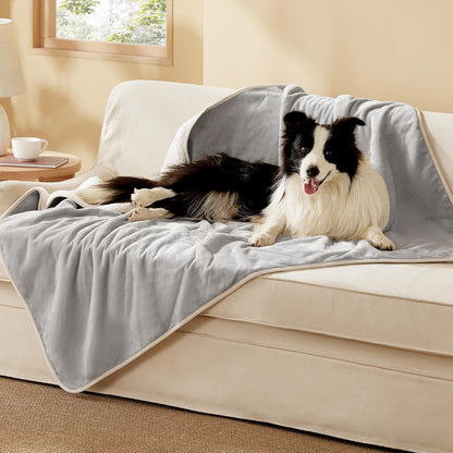 Waterproof Dog Blankets for Small Dogs Soft Cat Blanket Warm,25X35 | Washable Plush Sherpa Fleece Puppy Blanket for Couch Protector, Reversible Cozy Calming Throw for Pet Indoor,Grey