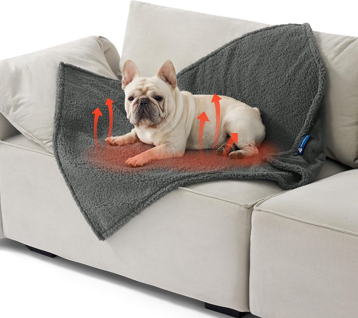 Waterproof Dog Blankets for Small Dogs Soft Cat Blanket Warm,25X35 | Washable Plush Sherpa Fleece Puppy Blanket for Couch Protector, Reversible Cozy Calming Throw for Pet Indoor,Grey