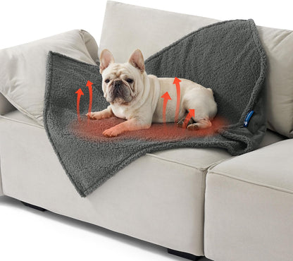 Waterproof Dog Blankets for Small Dogs Soft Cat Blanket Warm,25X35 | Washable Plush Sherpa Fleece Puppy Blanket for Couch Protector, Reversible Cozy Calming Throw for Pet Indoor,Grey