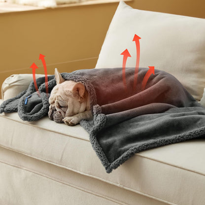 Waterproof Dog Blankets for Small Dogs Soft Cat Blanket Warm,25X35 | Washable Plush Sherpa Fleece Puppy Blanket for Couch Protector, Reversible Cozy Calming Throw for Pet Indoor,Grey
